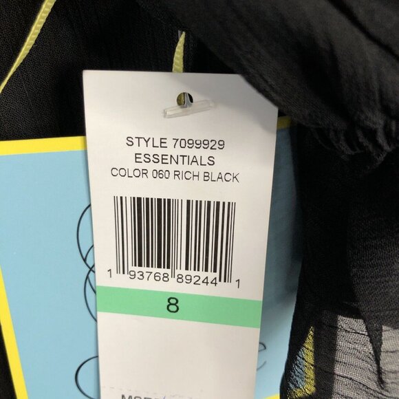 CeCe Dress Womens 8 Black Chiffon Ruffles Feminine Smocked Neck Capsule NEW - Picture 6 of 16